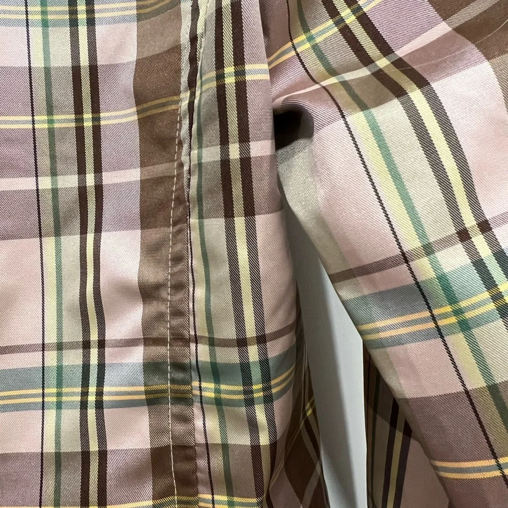 GAP Women's Trench Coat - Brown and Pink Plaid - Picture 12 of 16
